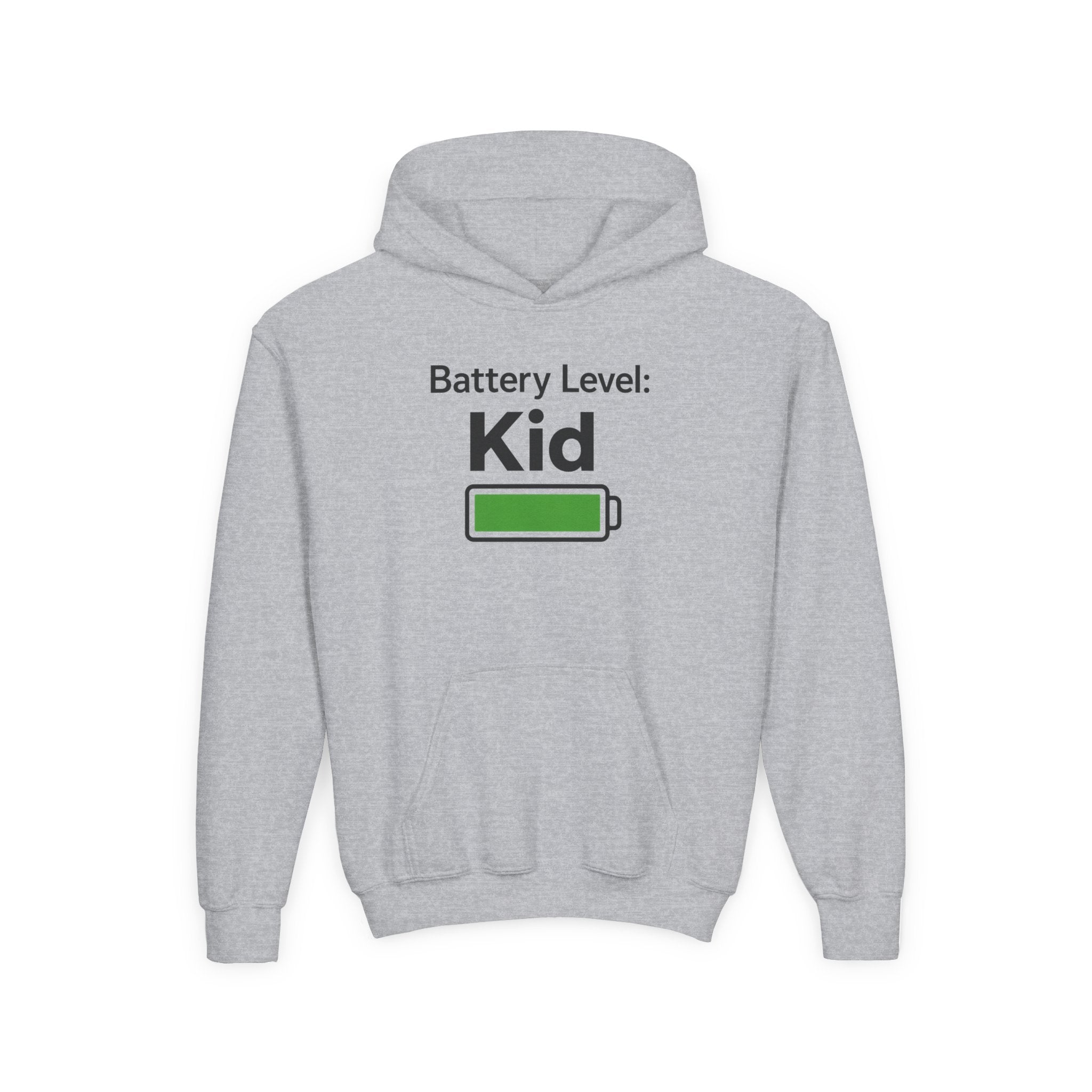 Battery Level: Kid Youth Hoodie - Black Print