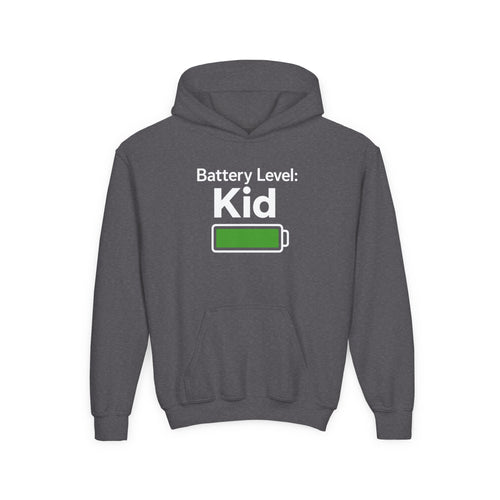 Battery Level: Kid Youth Hoodie - White Print
