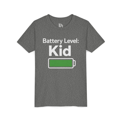 Battery Level: Kid Youth Tee - White Print