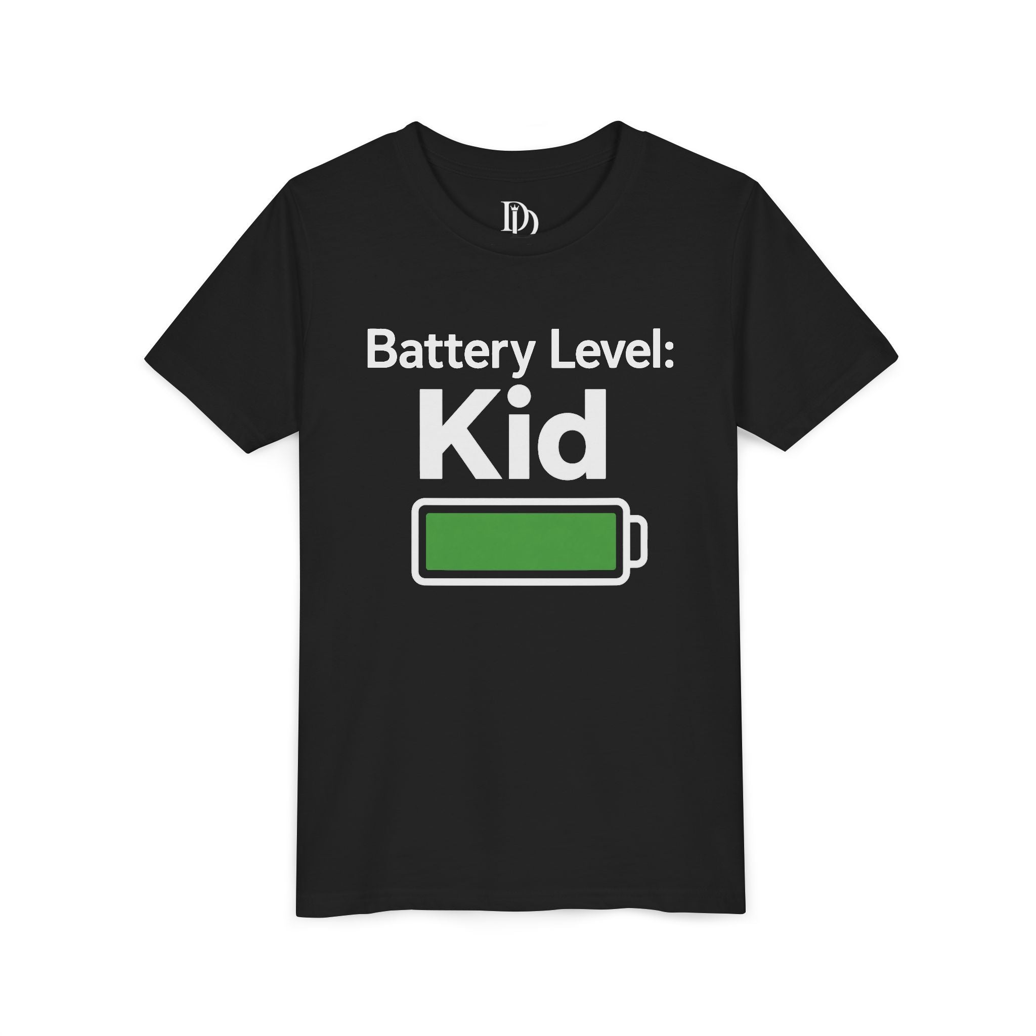 Battery Level: Kid Youth Tee - White Print